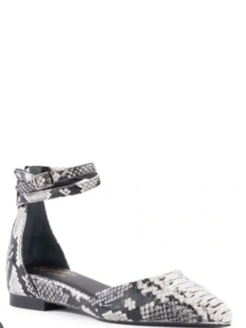 Seychelles Plateau Black White Python Leather Ankle Strap Flats – Size 6 (BNWT)